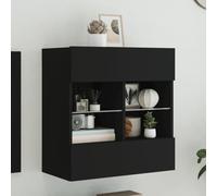 ZQQLVOO Mueble de pared para TV con luces LED, color negro, mueble de TV, armario para oficina, estudio, 58,5 x 30 x 60,5 cm