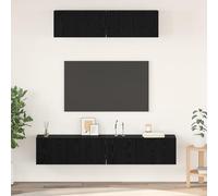 ZQQLVOO Mueble de TV de pared 4 piezas roble negro S estantes de cubos rústicos de madera recuperada con puertas correderas y diseño modular para soluciones de almacenamiento flexibles. 80 x 30 x 30,5