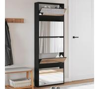 ZQQLVOO Mueble Zapatero con Espejo 5 Niveles Negro 63x17x169,5 cm - Armario Organizador de Calzado con 5 cajones abatibles, diseño Moderno para recibidor y Pasillo, almacenaje