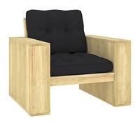 ZQQLVOO Silla de jardín con cojín negro de madera de pino impregnada, sillas de comedor para exteriores, sillas de exterior para patio, terraza, jardín, patio