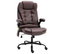 ZQQLVOO Silla de Oficina Ergonómica Reclinable con Función de Masaje y Calentamiento para Espalda y Asiento - Piel de Ante Sintética Marrón Oscuro - Altura Ajustable y Ruedas