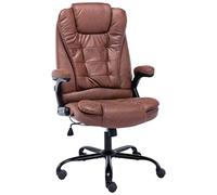 ZQQLVOO Silla de Oficina ergonómica reclinable en Piel de Ante sintética marrón con Respaldo Alto, Asiento Acolchado y Altura Ajustable, Ruedas de Nylon para Movilidad, Soporte