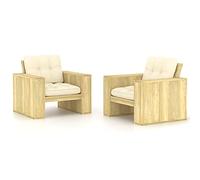 ZQQLVOO Sillas de jardín 2 unidades con cojines de pino impregnados en crema, sillas de comedor para exteriores, sillas de exterior para patio, terraza, jardín, patio