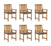 ZQQLVOO Sillas de jardín con cojines 6 piezas madera maciza de acacia, sillas de comedor para exteriores, sillas de exterior para patio, patio, jardín, patio