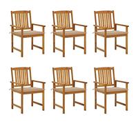 ZQQLVOO Sillas de jardín con cojines 6 piezas madera maciza de acacia, sillas de comedor para exteriores, sillas de exterior para patio, patio, jardín, patio
