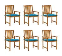 ZQQLVOO Sillas de jardín con cojines 6 piezas madera maciza de acacia, sillas de comedor para exteriores, sillas de exterior para patio, patio, jardín, patio
