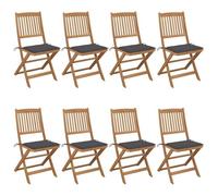 ZQQLVOO Sillas de jardín plegables 8 piezas con cojín de madera maciza de acacia sillas de jardín para exteriores para Lawn Outdoor