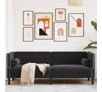 ZQQLVOO Sillón Chesterfield con reposacabezas de 3 plazas, color negro, terciopelo clásico, con funda de terciopelo y cierre de botones para una comodidad elegante