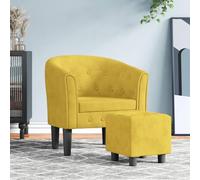ZQQLVOO Sillón con Taburete Terciopelo Amarillo Sillón Moderno Elegante para Salón y Oficina, Estructura Robusta y Acolchado Cómodo