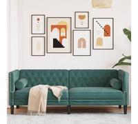 ZQQLVOO Sofá Chesterfield con reposacabezas de 3 plazas, color verde oscuro, de terciopelo, clásico, con funda de terciopelo y cierre de botones para una comodidad elegante