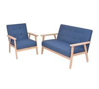ZQQLVOO Sofá de 2 piezas, tejido azul escandinavo, sofá de 2 plazas con marco de madera maciza y funda de poliéster para relajarse.