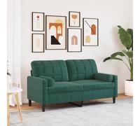 ZQQLVOO Sofá de 2 plazas con cojines decorativos, color verde oscuro, sofá de terciopelo de 2 plazas con estructura de metal y fundas extraíbles para salón, 140 cm, terciopelo