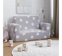 ZQQLVOO Sofá de suelo para salón, sofá infantil, 2 plazas, gris claro con estrellas, felpa suave para salón, dormitorio, cine en casa