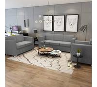 ZQQLVOO Sofá de tres piezas de tela gris claro Elegante sofá de 3 plazas con fundas extraíbles y marco de madera resistente para salón y oficina.