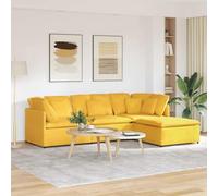 ZQQLVOO Sofá modular con reposapiés, cojín de pana amarillo claro, sofá modular con marco de metal, acolchado de tela de pana para una comodidad duradera y un diseño flexible del espacio.