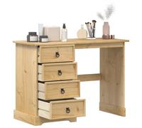 ZQQLVOO Tocador Corona 104 x 47 x 75 cm madera maciza de pino con 4 cajones y asas de metal, escritorio para oficina en casa, espacio de almacenamiento para cosméticos y suministros de oficina
