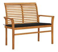 ZQQLVOO Tumbona de jardín para jardín o terraza, banco de jardín con superficie negra, 112 cm, madera maciza de teca, ideal para piscinas de terraza al aire libre