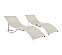 ZQQLVOO Tumbona plegable de 2 unidades, color blanco crema, textileno, para exterior, jardín, piscina, para jardín, terraza, patio trasero, piscina