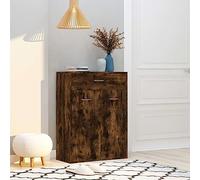 ZQQLVOO Zapatero de roble ahumado, 60 x 35 x 84 cm, material de madera con cajón y 4 estantes interiores para almacenamiento, multifuncional como armario de consola o armario auxiliar, placa superior