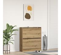 ZQQLVOO Zapatero de roble ahumado con puertas correderas 80 x 21 x 87,5 cm - Moderna estantería de almacenamiento con dos grandes estantes para un orden óptimo en el pasillo