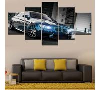 ZQSYFEWET Abstractos Modernos Lienzos Decorativos Cuadros Decoracion Salon Modernos 5 Piezas Coche deportivo M3 negro Laminas Para Cuadros Para Dormitorios Pared Lienzo