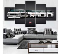 ZQSYFEWET Abstractos Modernos Lienzos Decorativos Cuadros Decoracion Salon Modernos 5 Piezas Coche deportivo Nissa Skyline GTR Evolution Laminas Para Cuadros Para Dormitorios Pared Lienzo