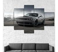 ZQSYFEWET Abstractos Modernos Lienzos Decorativos Cuadros Decoracion Salon Modernos 5 Piezas Coche «muscle» Challenger SRT Laminas Para Cuadros Para Dormitorios Pared Lienzo