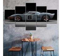 ZQSYFEWET Abstractos Modernos Lienzos Decorativos Cuadros Decoracion Salon Modernos 5 Piezas GT40, coche deportivo de carreras Laminas Para Cuadros Para Dormitorios Pared Lienzo