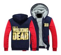 ZQURVO Chaqueta con Capucha y Cremallera Completa para Hombre de The Walking Dead, Sudadera Ligera de Forro Polar, Chaqueta Informal Capucha Entrenamiento Ropa Abrigo Gruesa Bolsillos,Red-x_l