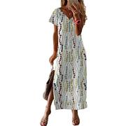 ZQUZEMS Boho Vestido Hawaii Beach Style Women's Summer 3D Impreso V cuello Casual Comfort Vestidos-B70Qlth2412231426-Xl