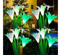 ZQX Lámparas Solares para Exterior, 4 Unidades, Resistentes al Agua, Luces con Libélulas Multicolor, Cambian el Paisaje, para Terraza, Césped y Jardín