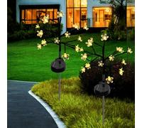 ZQX Lámparas solares para exterior y jardín, 2 unidades, 16 ledes, flores de cerezo, ramas exteriores, simulación solar, decoración de jardín para exterior, resistente a la intemperie, para terraza,