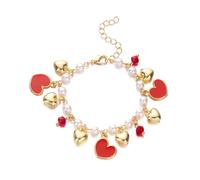 Zqxnt Abalorio de fruta multiusos con corazón de fresa y cerezas y perlas, accesorio para mujer, ajuste ajustable, materiales de aleación, as shown, aleación