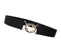 Zqxnt Cintura elástica simple y ancha, cinturón de metal con hebillas de gancho para mujer, vestido de uso diario, cinturón de uso diario, Negro, Talla única