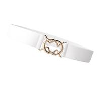 Zqxnt Cintura elástica simple y ancha, cinturón de metal con hebillas de gancho para mujer, vestido de uso diario, cinturón de uso diario, blanco, Talla única
