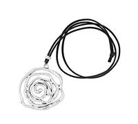 Zqxnt Collar con colgante de flor hueca abstracta grande de color plateado, collar largo de cuerda negra, collar de declaración para mujer