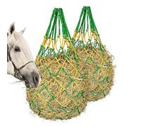 Zqxnt Comederos de heno para caballo, bolsa de almacenamiento de heno de gran capacidad para animales grandes, cabras, alpacas, bolsa de red para transportar reducir los residuos de aves de corral