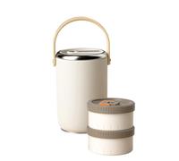 Zqxnt Contenedor de almuerzo aislado térmico de acero inoxidable multicapa para alimentos, tecnología al vacío, a prueba de fugas, diseño portátil, acero inoxidable, apilable, tarro de alimentos