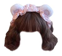 Zqxnt Delicada diadema de orejas de oso plisada, con forma de oso, para el pelo, diadema de primavera, fiesta de cosplay para mujeres y adolescentes