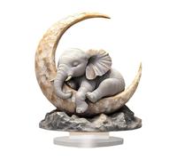 Zqxnt Estatua acrílica plana 2D con diseño de elefante que duerme en la luna, pieza decorativa para sala de estar, oficina, escritorio, elefante para dormir en la luna, decoración acrílica