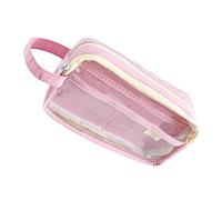Zqxnt Estuche multiusos transparente de gran capacidad con cremallera, bolsa de maquillaje para niñas, mujeres, viajes, diario, estudiantes, rosa1