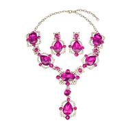 Zqxnt Exquisitos conjuntos de joyas de cristal, hermosas piedras preciosas de cristal, juego de collar y aretes para estilos modernos y únicos, joyería para ocasiones formales