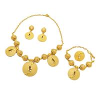 Zqxnt Juego de collar, pendientes, cadena de muñeca y anillos de color dorado para novia y fiesta, bodas nigerianas y fiestas de compromiso, collar cómodo de llevar