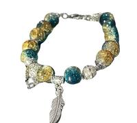 Zqxnt Plumas verdes hechas a mano diseñadas para captar la atención y mejorar cualquier atuendo con su pulsera de cuentas de estilo original