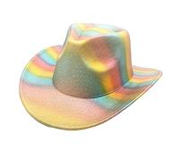 Zqxnt Sombrero de vaquera con encantador arco iris para boda, despedida de soltera, vacaciones, arco iris, novia, regalo, accesorios para fotos, cumpleaños, sombrero de vaquera para niñas