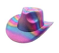 Zqxnt Sombrero de vaquera con encantador arco iris para boda, despedida de soltera, vacaciones, arco iris, novia, regalo, accesorios para fotos, cumpleaños, sombrero de vaquera para niñas