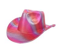 Zqxnt Sombrero de vaquera con encantador arco iris para boda, despedida de soltera, vacaciones, arco iris, novia, regalo, accesorios para fotos, cumpleaños, sombrero de vaquera para niñas