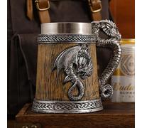 ZQXYXFUS Jarra De Cerveza Monster, Taza Loong Con Relieve 3D De Resina De Acero Inoxidable, Diseño Creativo Para El Hogar, Fiesta, Bar, Decoración, Taza Para Té, Café Y Leche(Yellowish brown)