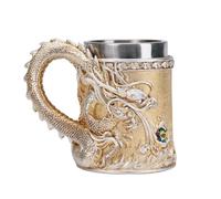 ZQXYXFUS Jarra De Cerveza Monster, Taza Loong Con Relieve 3D De Resina De Acero Inoxidable, Diseño Creativo Para El Hogar, Fiesta, Bar, Decoración, Taza Para Té, Café Y Leche(Gold)