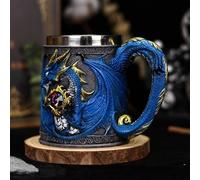 ZQXYXFUS Jarra De Cerveza Monster, Taza Loong Con Relieve 3D De Resina De Acero Inoxidable, Diseño Creativo Para El Hogar, Fiesta, Bar, Decoración, Taza Para Té, Café Y Leche(Blue)